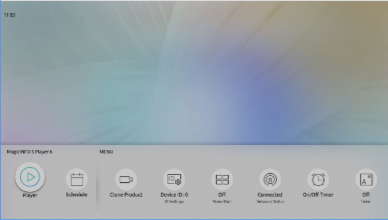 MagicInfo home screen with Player tile