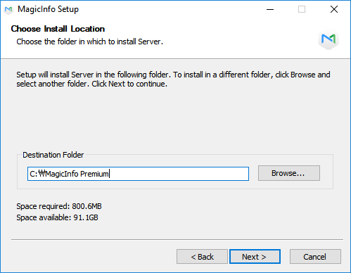 Install location screen