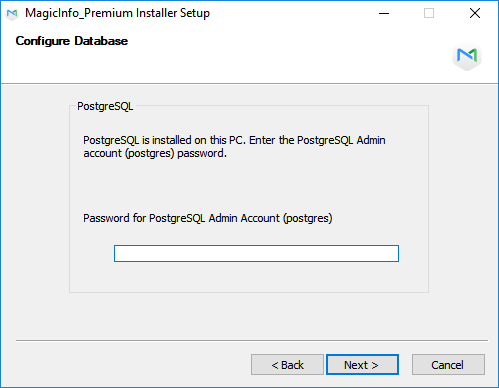 PostgreSQL password entry dialog