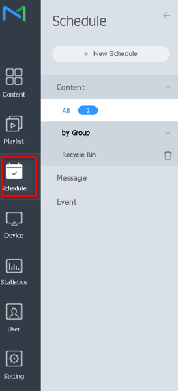Schedule tab in the left navigation