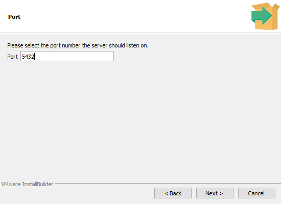 Port screen showing default 5432