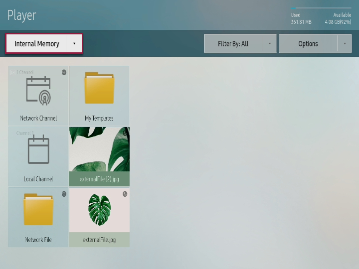 Player storage selector dropdown
