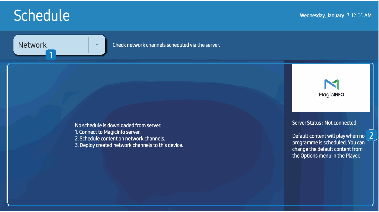 QMC Schedule screen showing Server Status