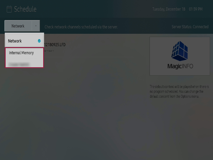 Schedule storage dropdown