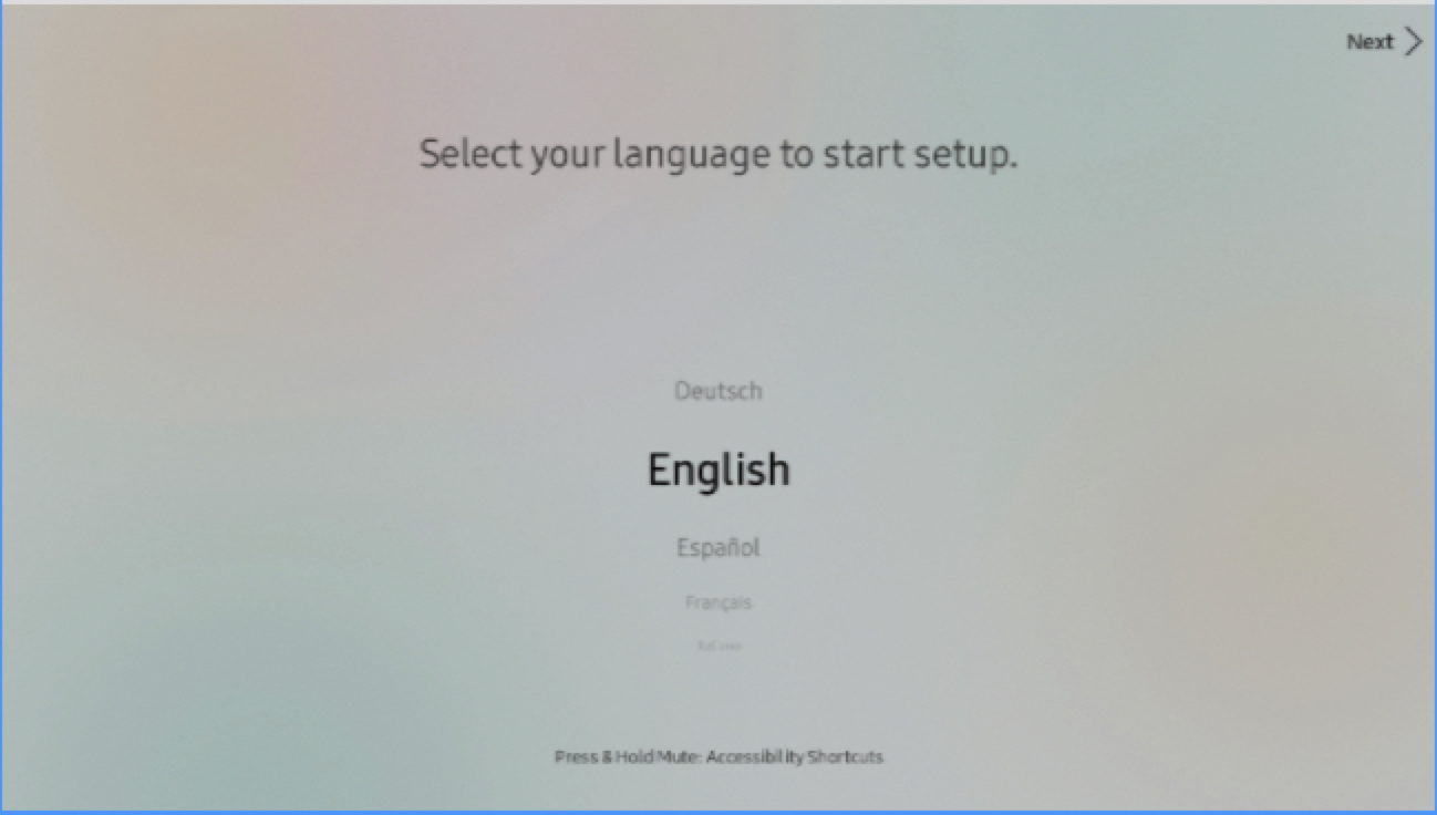 Wizard language selection screen