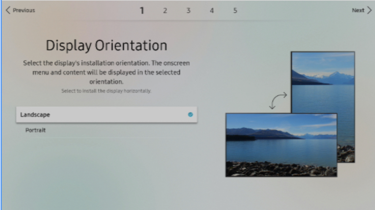 Wizard orientation screen